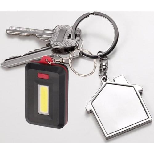 COB LED Mini Keychain Flashlight Lamp Torch LED 3-Modes ON/OFF Mini Torch with Key Ring By 3xAAA for Key Finder Find Lost Keys