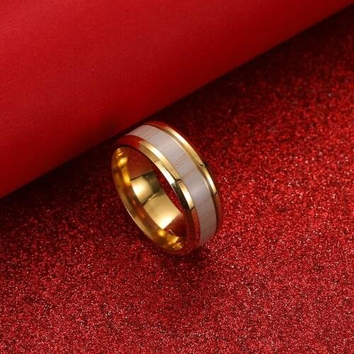 Trendy Stainless Steel Gold Color Rings for Women Wedding Rings Men Jewelry