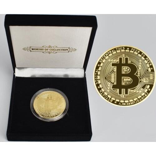 BitCoin Physical Cryptocurrency Collection Coin in Velvet Gift Box Gold or silver Plated Bit coin