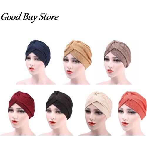 Muslim Headscarf Caps Women Head Cover Elegant Turban African Hijab Cotton Hair Wrap Hats Beanie Sleep Cap Soft Bonnet Headwear