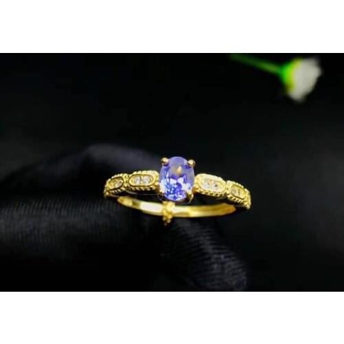 Natural And Real Tanzanite luxury ring ring Free shipping gemstone 925 sterling silver Fine jewelry