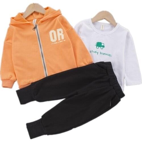 New Autumn Baby Boys Girls Clothes Children Sports Hooded Jacket T Shirt Pants 3Pcs/sets Toddler Fashion Costume Kids Tracksuits