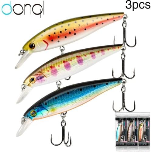 DONQL 3Pcs Sinking Fishing Lure 93mm 12g Wobbler Minnow Hard Swimbait Artificial Crankbaits Saltwater Sea Fishing Tackle Baits