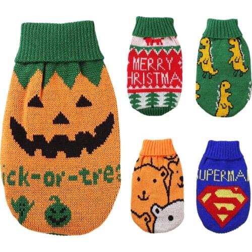 Halloween Christmas Dog Cat Sweater Winter Pet Clothes for Small Dogs Gotas mascotas Costume Puppy Katten Kedi Pullovers Pumpkin