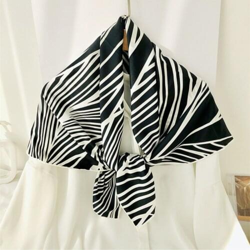 90cm Manual Hand Roll Twill Silk Scarf Women Geometric Stripes Curled Square Scarves Echarpes Foulards Femme Wrap Bandana Hijab