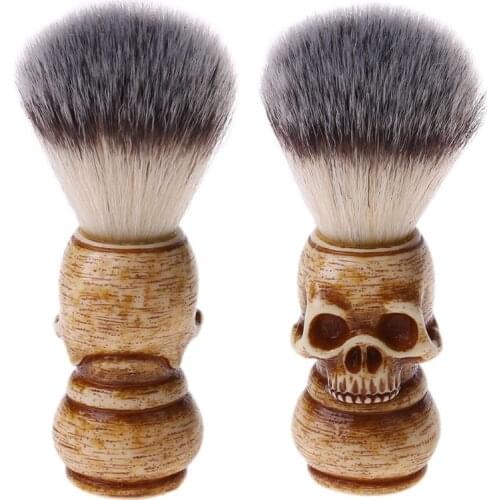 Shaving Brush Badger Bristle Hair Skull Hand Made Wooden Handle -Mens Gift