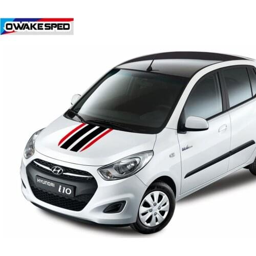 Car Bonnet Sport Stripes For Hyundai i10 2010-2018 Racing Styling Front Hood Trunk Decor Stickers Auto Engine Cover Decals