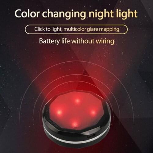 LED Round Cupboard Drawer Light Warm RGB Color Home Bedroom Night Light Dimming Remote Control Charging Cabinet Dimmable Lamps