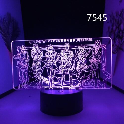 Newest 3D LED Light Anime JoJo Bizarre Adventure Group for Birthday Gift Bedroom Decor Light Manga Acrylic Table Lamp