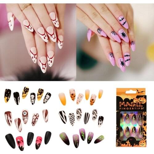 Halloween Unique eye-catching sharp nail collection Art Patch Fake Nail Art Fake Nail Wearable Manicure Patch Waterproof