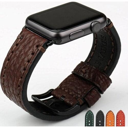High Quality Cow Leather For Apple Watch Band 42mm 38mm Series 4/3/2/1 Black iWatch Strap 44mm 40mm Bracelets Watchbands