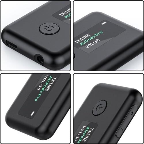 YET-T2 Wireless 5.0 Audio Transmitter Receiver USB Charging With 3.5mm Jack Aux Wireless Adapter OLED HIFI For PC TV