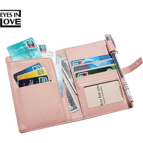 EYES IN LOVE 2018 New Hasp Women Card Holder Multi ID Credit Cards Wallets Purse for Girls Simple Passport Cover Purses Ladies