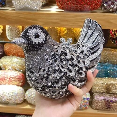 Women bird shape crystal diamond chain crossbody bags messenger bag for woman 2019 lady party prom wedding clutch purse wallet