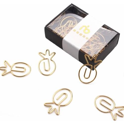 Pineapple Paper clip Special-shaped Golden Pin Gold Paper Clips Gold Decor For Office Gold Stationery Office Supplies Gold Clips