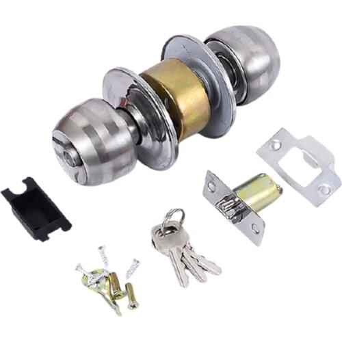 1set Bedroom Door Locks Spherical Stainless Steel Locks Bathroom Kitchen Lock Replacement Easy Installation Door Hardware E11982