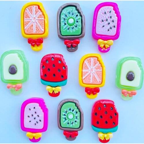 10 New Cartoon Kawaii Popsicle Resin Flat DIY Crafts Scrapbook Hair Bow Center Ornament Accessories A01