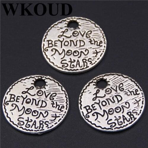 WKOUD 15pcs Love Beyond The Moon&Stars Pendants Silver Color Romance Heart Celestial Universe Planet Eternity Night Sky Charms