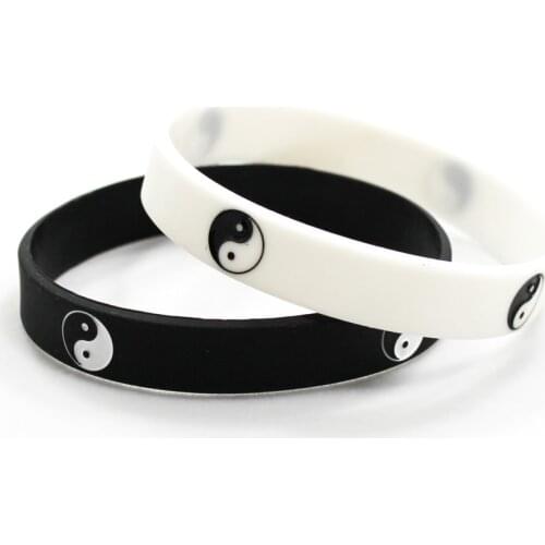 2 Pcs Cool Tai Chi Silicone Wristband Black White Color Sports Rubber Silicone Bracelets&bangles Fashion Jewelry Gifts Hot Sale