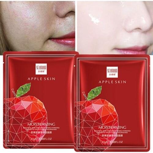 2Pcs Face Mask Moisturizing Whitening Anti-Wrinkle Anti-Aging Shrink Pores Repair Improve Brighten Firm Apple Extract Skin Care