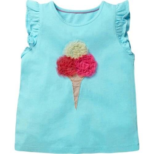 2021 Summer Baby Girl T-shirt Childrens Wear Sleeveless T Shirts Funny Clothes Tops With Ice Cream Tees For Kids