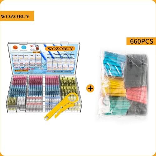 880pcs Heat Shrink Butt Crimp Connectors Mixed with Solder Seal Wire Connectors, Heat Shrink Connectors Electrical Connectors