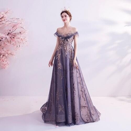 2021 New Banquet Elegant Evening Dress Scoop Sequins Appliques Floor-length Long Prom Formal Gown Vestidos De Noche