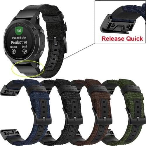 For Garmin Fenix 6X 5X/Plus/3/935/Fenix5/Approach S60 quick fit release woven nylon canvas smart wrist strap 26/22mm accessories
