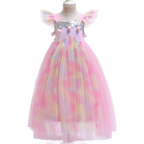 Children girl costume long dress summer beauty clothing child Princess party clothes pageant ball gown for girl tutu vestidos