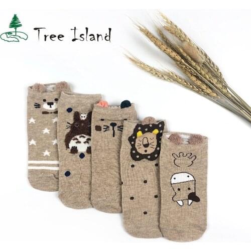 Factory Cartoon Animal Female Short Socks Brown Simple Cotton Ankle socks Casual Soft Funny Totoro sock Fashion Harajuku Socks