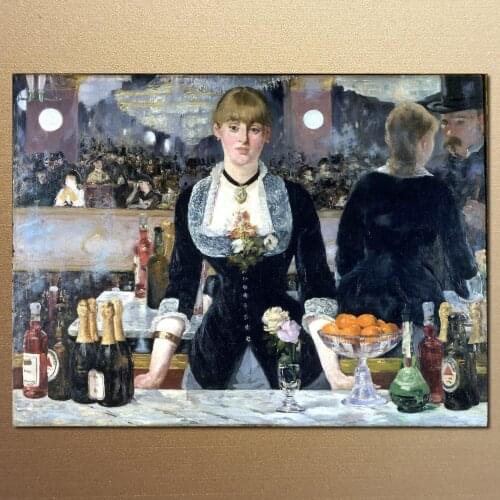 Portrait Woman painting Edouard Manet Bar at the Folies Bergeres handmade High quality