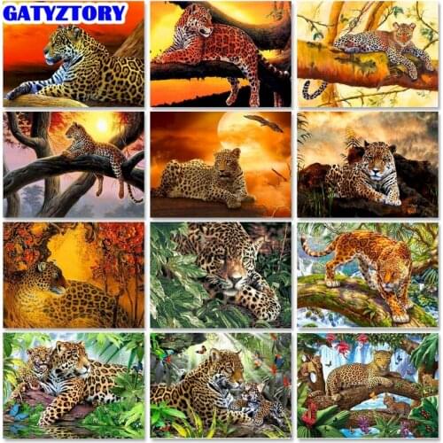 Gatyztory Leopard Painting By Numbers Kits HandPainted Oil Painting Animal Picture Drawing On Canvas Unique DIY Home Decoration