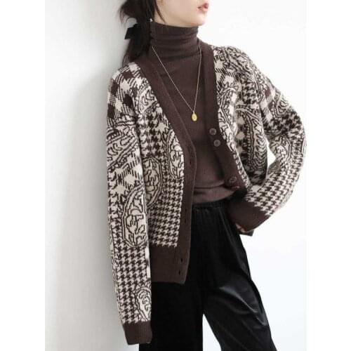 Oversized Cardigan Womens Sweater Knitted Sweater Coat Long Sleeve Embroidered Sweaters Autumn Winter