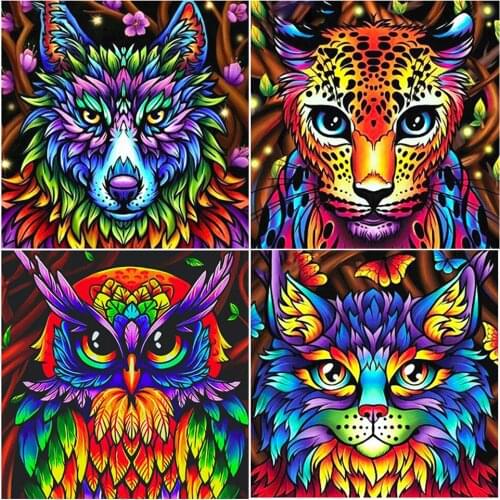 5D DIY Full Square/round Diamond Painting Animal Lion Owl Rhinestone Embroidery Mosaic Picture Home Decoration 3D Cross Stitch