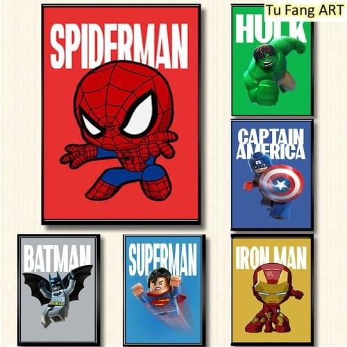 Canvas Painting Cartoon Marvel Avengers Superhero Wall Art Nordic Posters and Prints Pictures for Living Kids Home Decoration