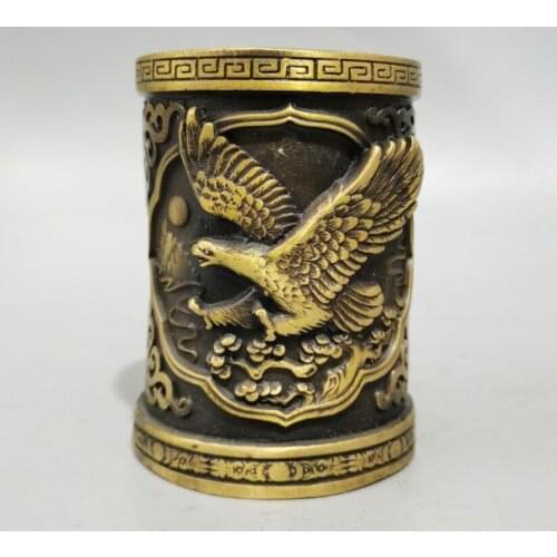China brass eagle Pen holder crafts statue