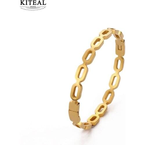 KITEAL Hot sale! 18KGP Gold Filled Female Friend charms bangle Hollowed out Wedding Bracelet Wholesale