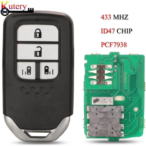 Kutery Remote Smart Car key For Honda Odyssey Civic Fit City URV XRV Venzel HRV CRV PCF7938 CHIP 4Buttons 433Mhz