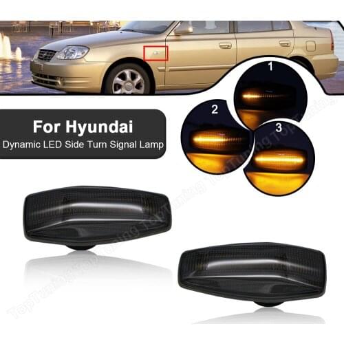 2PCS LED Dynamic Fender Turn Signal Lamp Side Marker Indicator Light For Hyundai Sonata Tucson Elantra Tiburon Accent