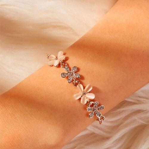 Fahsion Flower Bracelet for Women Charm Accesorios Pulseras Mujer Gold Bracelets Party Gift Wedding Vsco Girl Jewelry Feminina