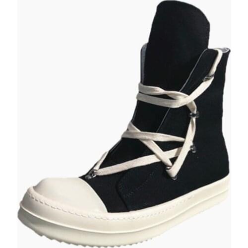 Big Size 45 46 Men Canvas Boots Zipper Fashion Mens Ankle Boots New Male Casual Street Sneakers