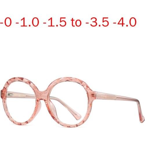 Photochromism Myopia Glasses for Women Men Sun Discoloration Short-sighted Eyeglasses Pink Round Sunglasses Female with Box NX