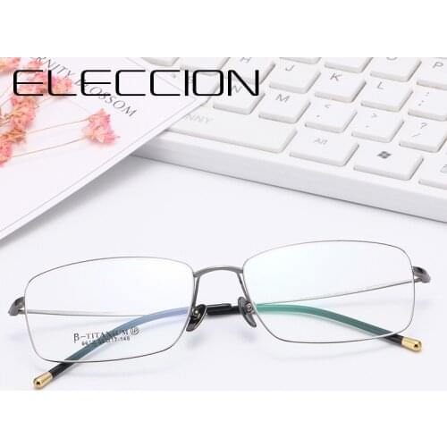 ELECCION Ultralight Titanium Rim Rimless Glasses Men New Myopia Eyeglasses Optical Frames Eyewear High Quality 6612