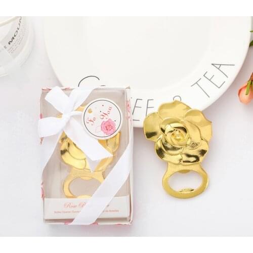 Gold Rose Design Beer Opener Metal Alloy Bottle Openers Wedding Gifts for Guests Party Presents for Friends Kitchen Accessories
