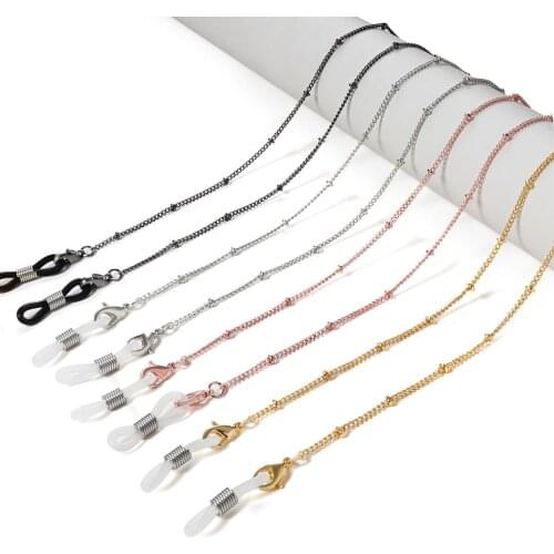 Charms Clip Beads Glasses Chain Mask Holder Lanyard Thick Metal Sunglasses Reading Chains for Women Child Anti-dropping Jewelry