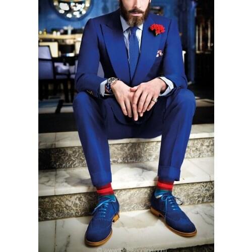 Blue Men Suits Blazer Slim Fit Mens Wedding Prom Party Suit Jackets Groom Groomsman wearing suits For Men