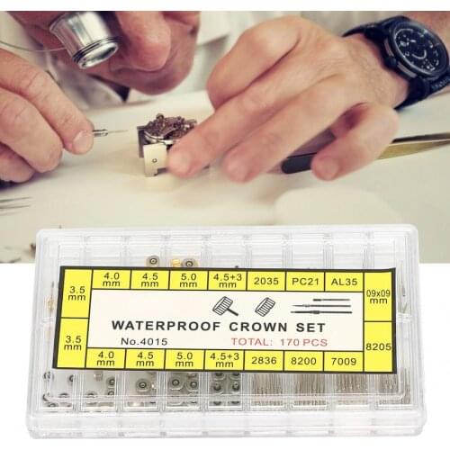 Multi-Size Watch Winding Stem Extender + Crowns Accessory Repairing Replacement Watch Extension Bar Watch Crowns Stems Tool Kit