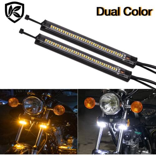 2/4pcs Universal 36 LED Motorcycle Turn Signal Light & DRL Amber White Moto Flasher Ring Fork Strip Lamp Flashing Blinker 12V