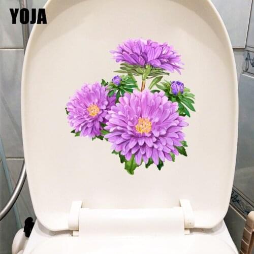 YOJA 22×23.3CM Purple Chrysanthemum Modern Decor Home Living Room Wall Stickers Toilet Decals T1-3043