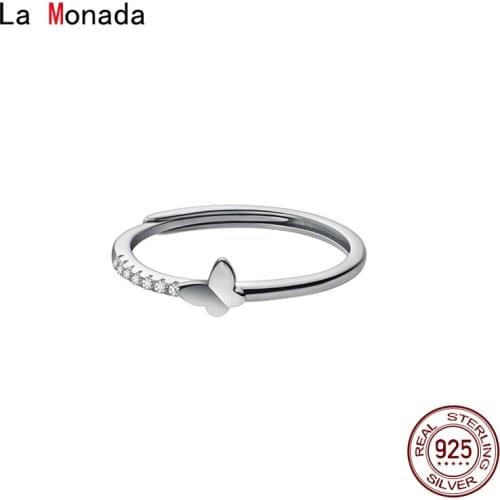 La Monada 51-57 Resizable 925 Silver Rings For Women Real Silver 925 Woman Adjustable Butterfly Ring Fine Luxury Jewelry Silver